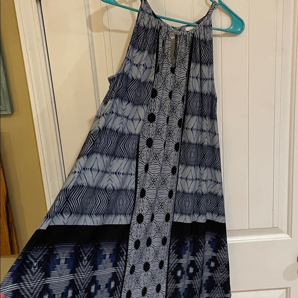 Chico's Blue and Black Patterned halter style Chico’s size 2 ( large ) Dress - Picture 2 of 7